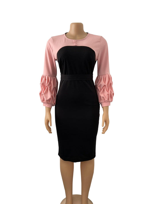 Women's Summer Puff Sleeve Stitching Was Thin With Clothes Banquet Dress - Trendha