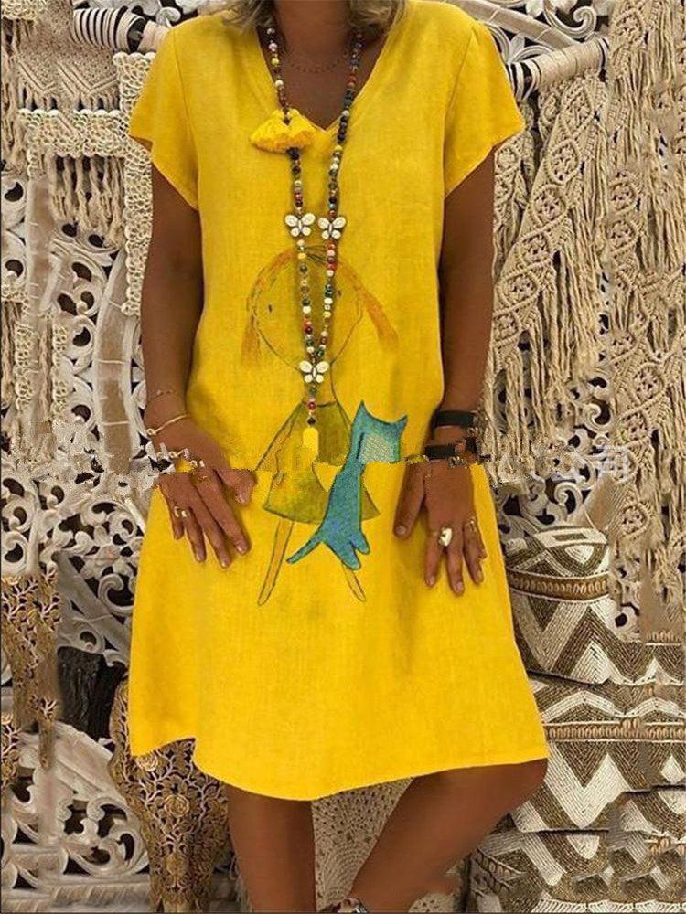 Printed short sleeve dress - Trendha