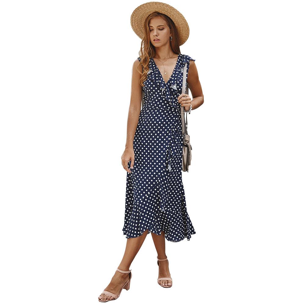 Independent Real Shot Polka Dot Sexy Vest Dress Bohemian Fashion - Trendha