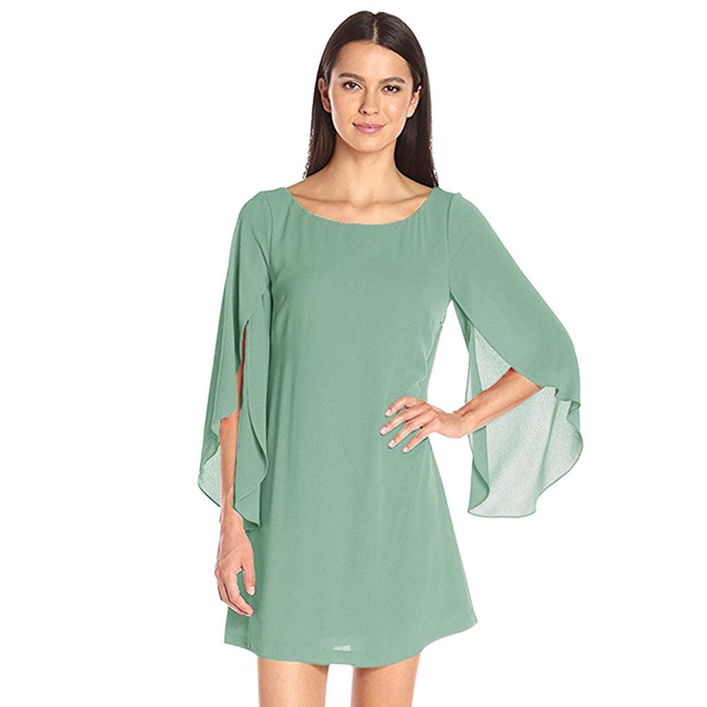 Off-the-shoulder back chiffon casual dress - Trendha