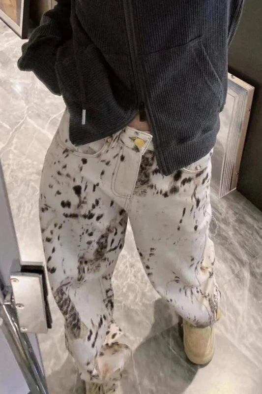 Vintage Leopard High Waist Jeans