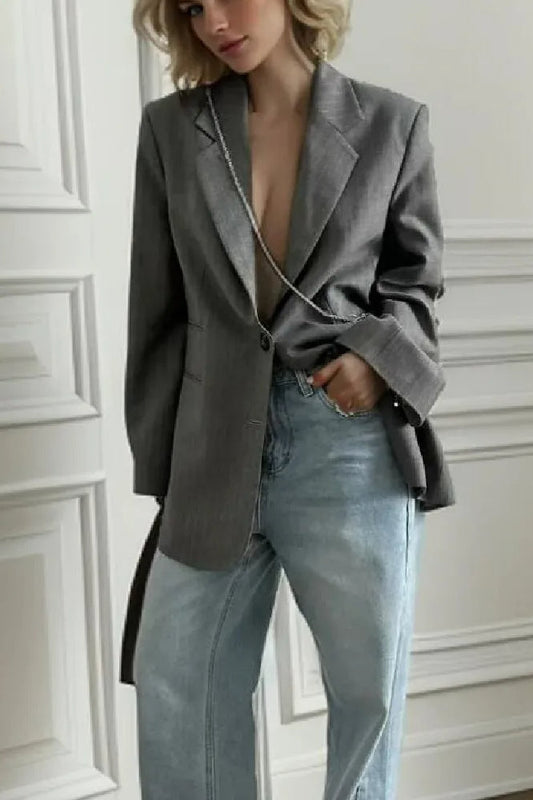 Striped Flare Cuff Blazer