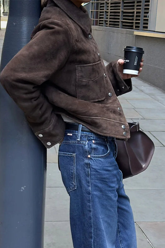 Single-Breasted Suede Jacket