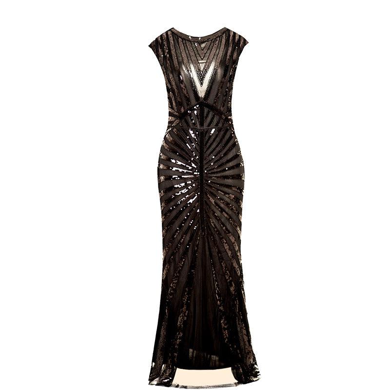 Sequined Fishtail Hem Long Slim Dress Evening Party - Trendha