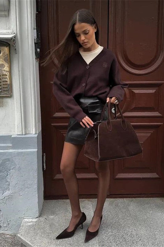 Solid Color Buttoned Sweater