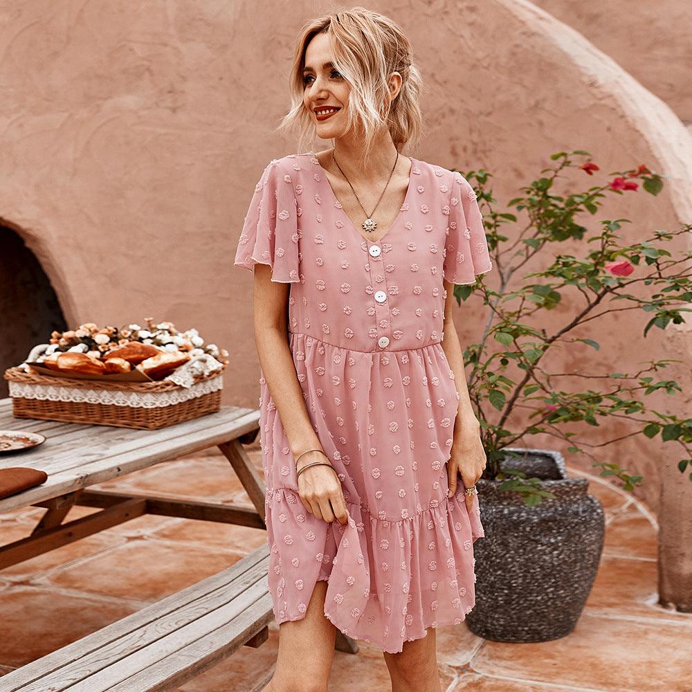 Solid color loose dress - Trendha