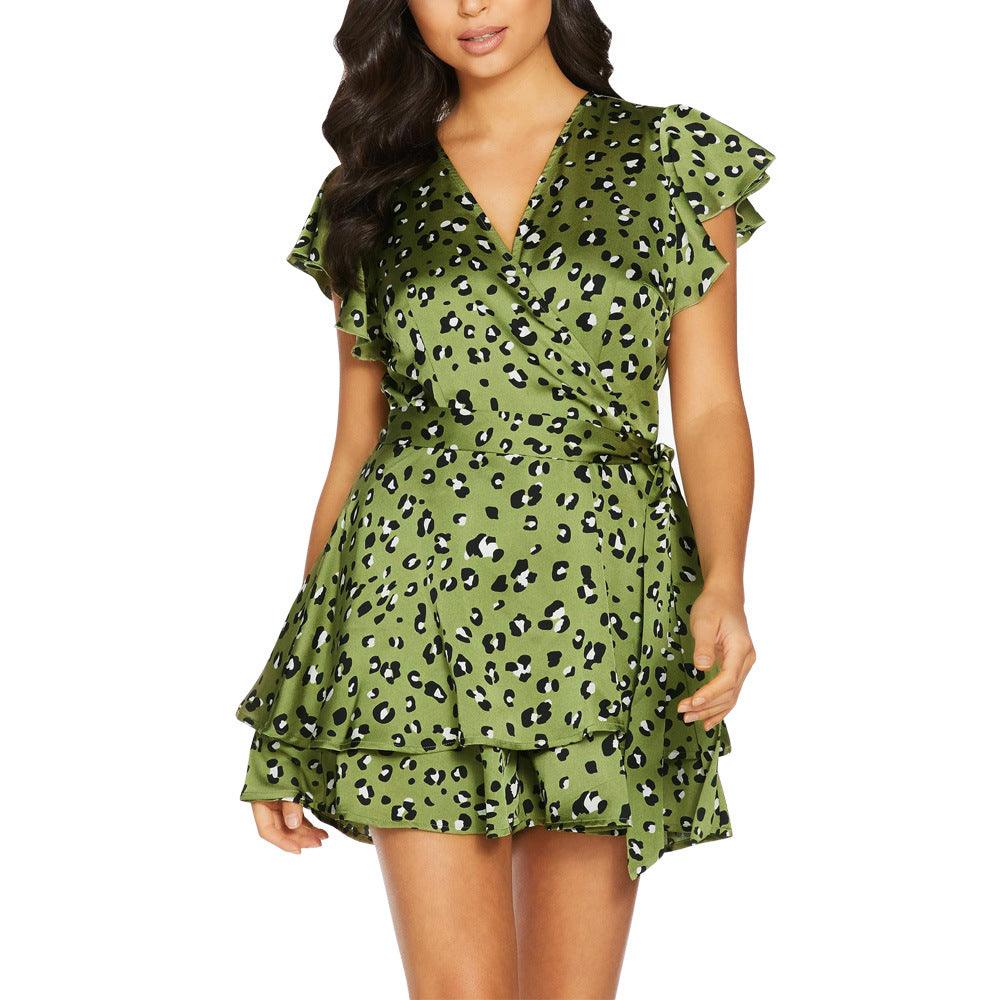 Sexy printed waist tie dress - Trendha