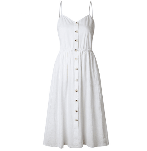 Sexy Suspender Button Pocket Halter Dress - Trendha