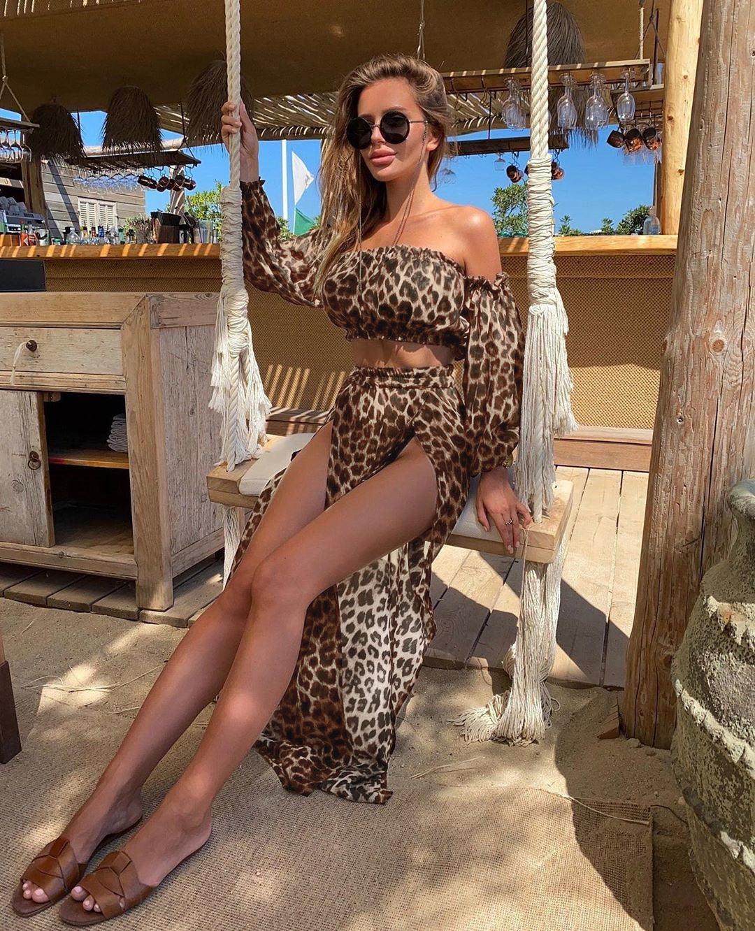 Long Sleeve Beach Dress Two-Piece Solid Color - Trendha