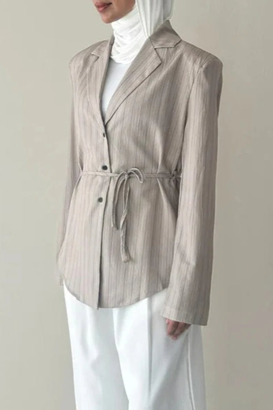 Lace-up Waist Fitted Blazer