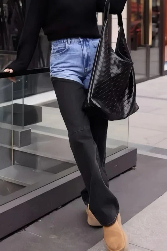 Washed Patchwork Slim Denim Jeans