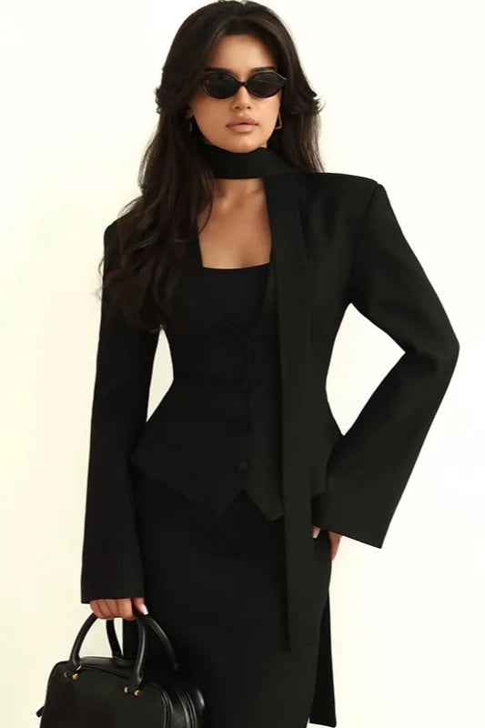 Scarf Collar Commuter Blazer