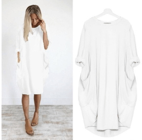 loose large swing stitching long dress - Trendha