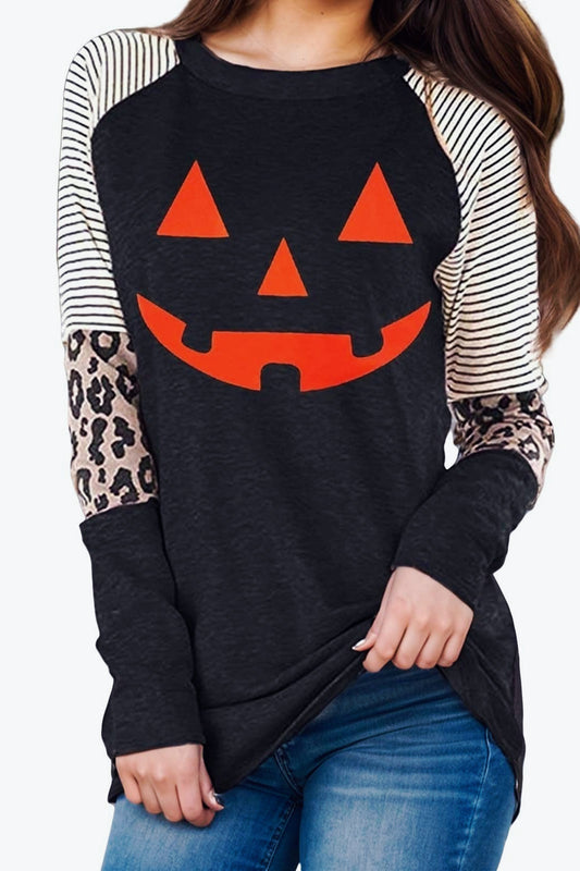 Halloween 3D Print Color Block Hoodie