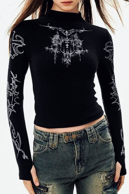 Y2K High Neck T-Shirt