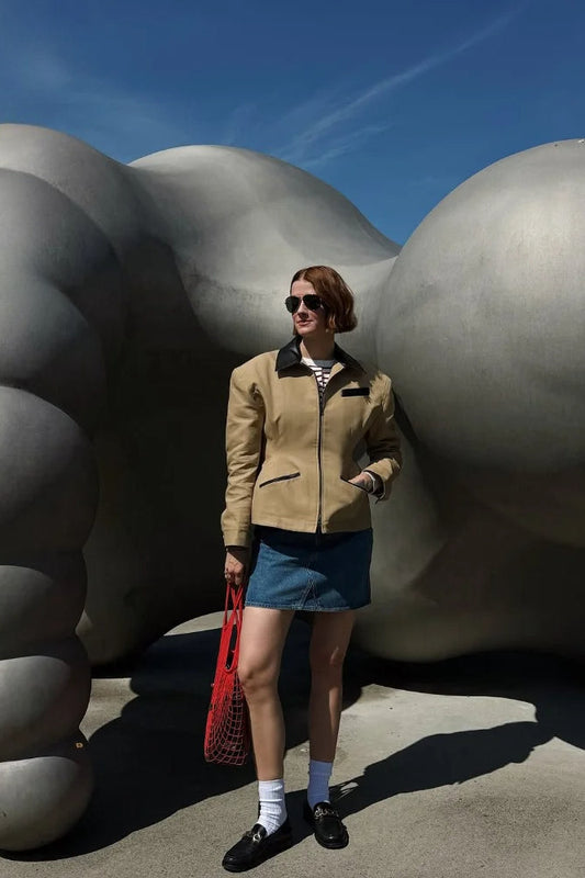 Waist Cinched Colorblock Jacket