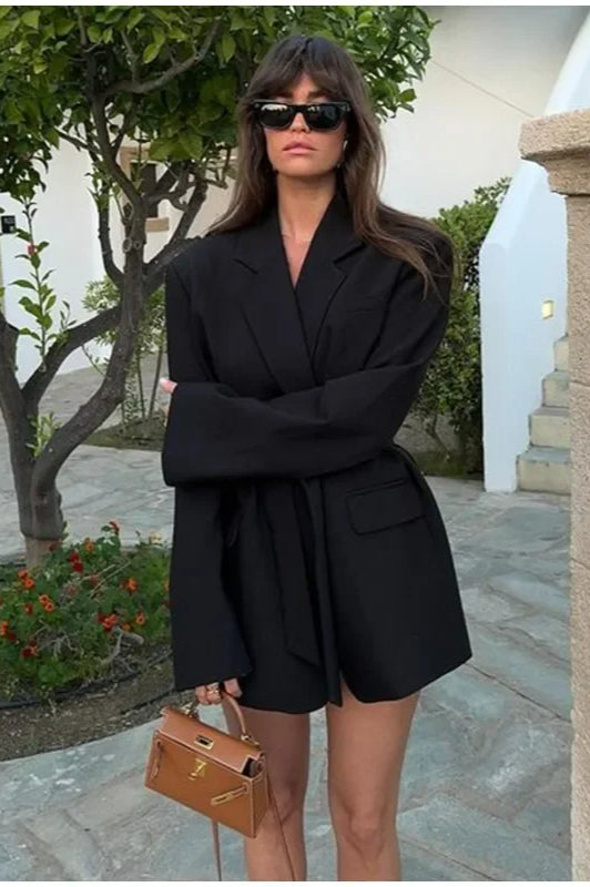 Lace-Up Casual Cardigan Blazer