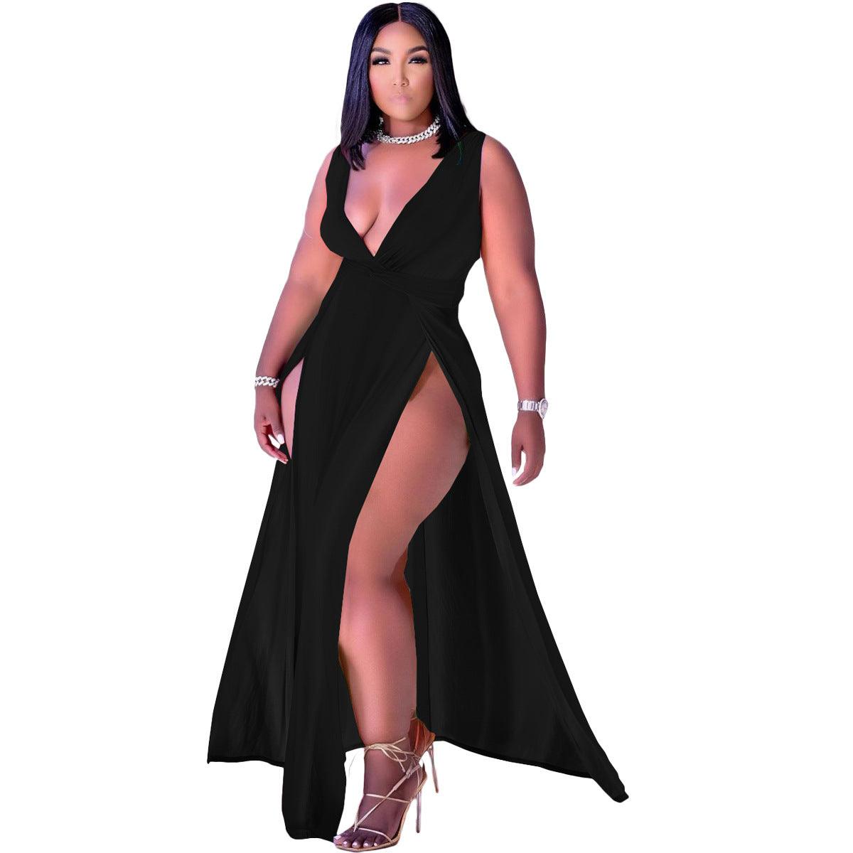 European And American Women's Sexy Casual Style Sleeveless V-neck Dress - Trendha