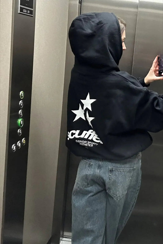 Grunge Star Print Streetwear Hoodie