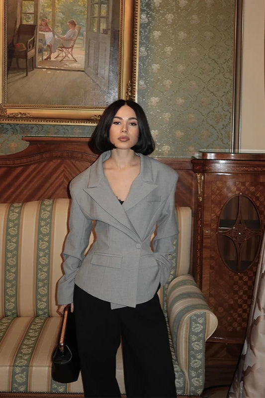 Single Button Lapel Blazer