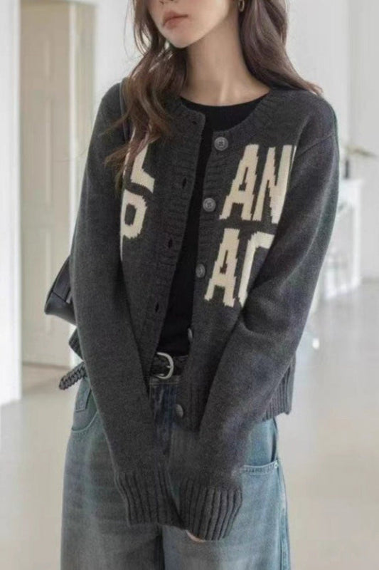 Loose Fit Letter Embroidery Sweater
