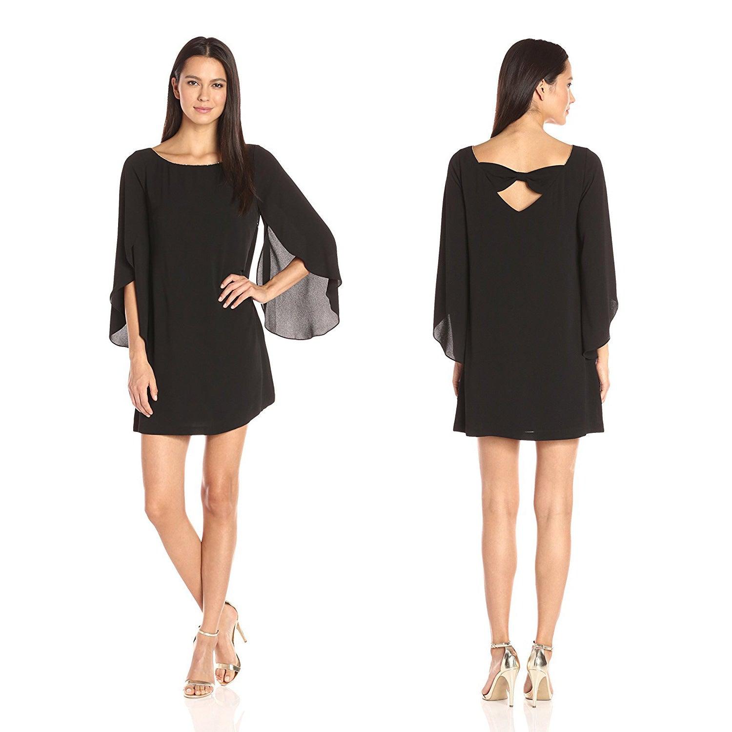 Off-the-shoulder back chiffon casual dress - Trendha