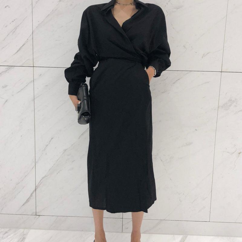 Pure Color Temperament Shirt Dress - Perfect for OL Commuting - Trendha