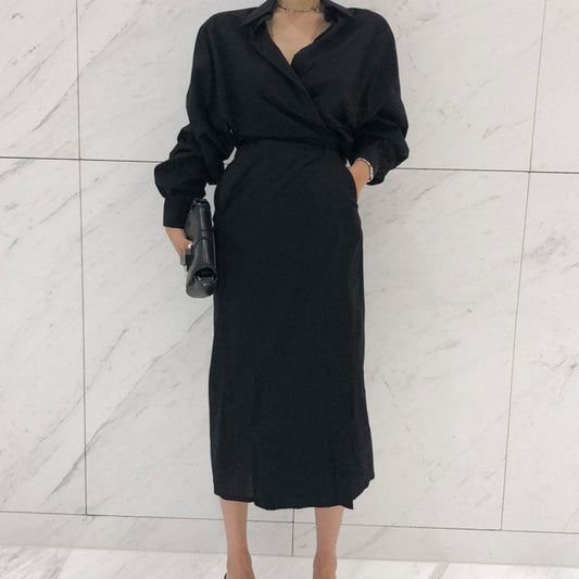 Pure Color Temperament Shirt Dress - Perfect for OL Commuting - Trendha