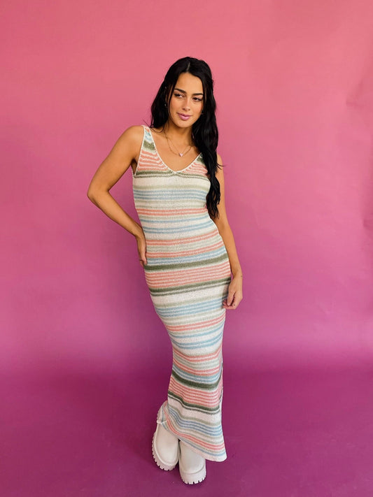Beach & Disco Knit Dress // Coral Multi
