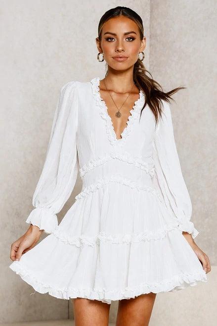 V-neck chiffon short dress - Trendha