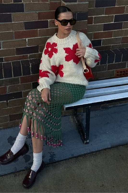 Pullover Floral Detail Sweater