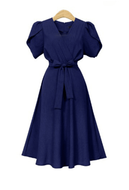 V-neck waist dress - Trendha