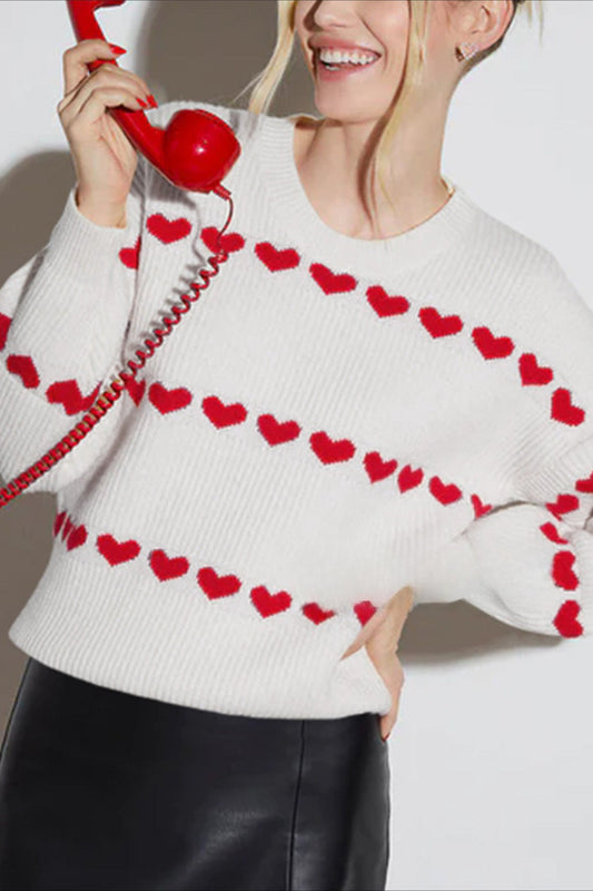 Casual Heart Graphic Knit Sweater