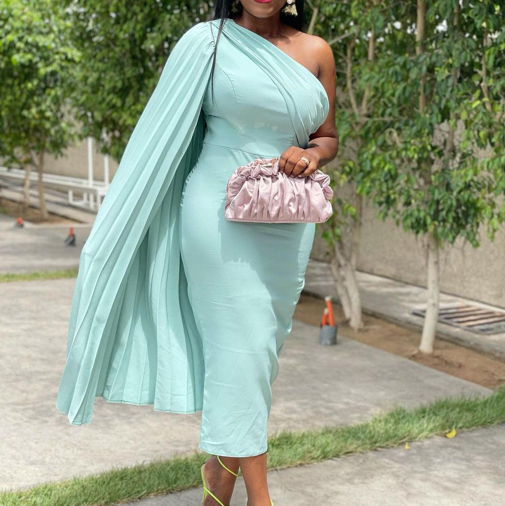 One-shoulder Temperament Evening Plus Size European And American Dress - Trendha