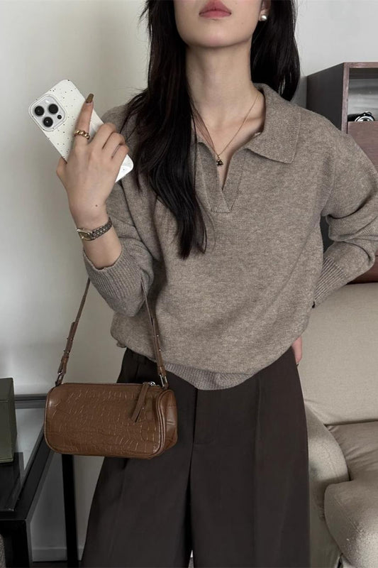Slouchy Polo Style Sweater