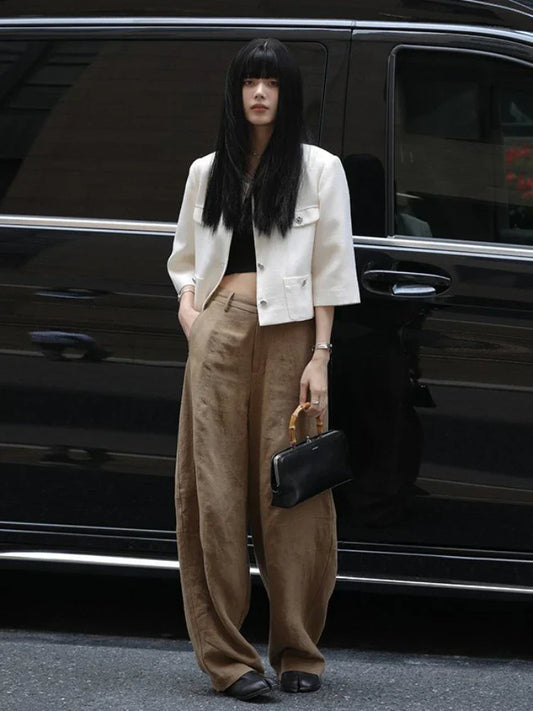 Women Oversize Streetwear Wide Leg Summer Trousers Office Pants