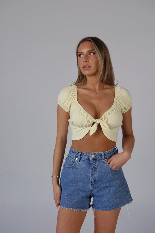 SALE :Lemon Beverly Tie Crop