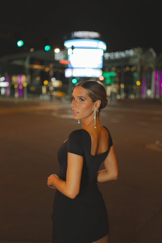 Frankie Square Neck Bodysuit In Black