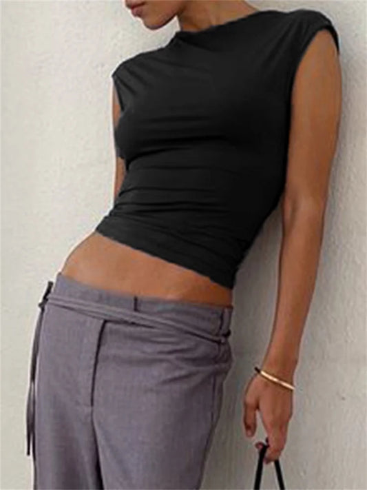 FashionSierra - 2025 Casual Sleeveless Slim Fit Pullovers Backless Tie-up Female Base Vest Top Clubwear Crop Tops