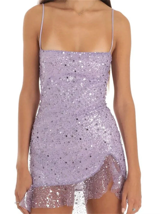 FashionSierra - 2025 Sleeveless Strap Sequined Mini Dress