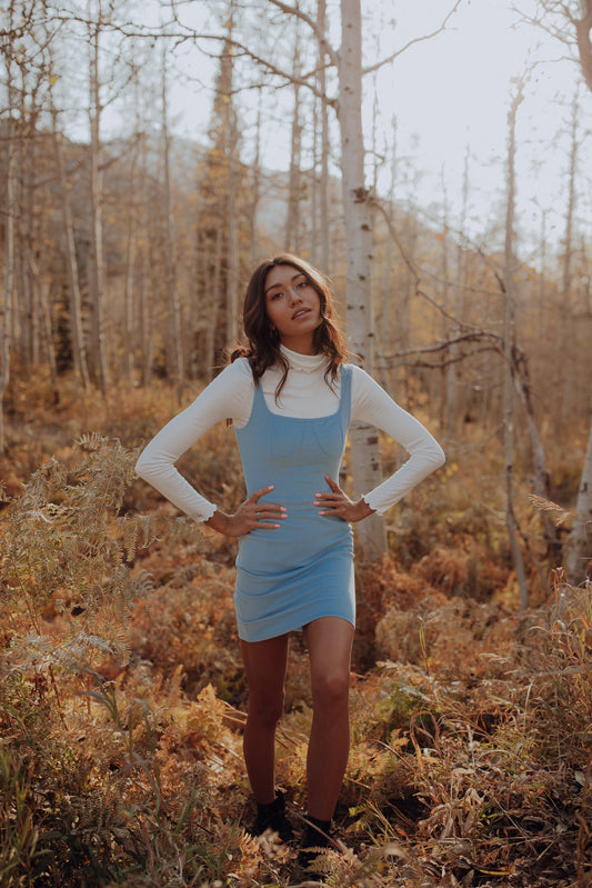 Sunset Driving Ribbed Dress// Sky