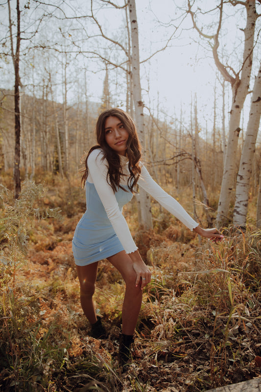 Sunset Driving Ribbed Dress// Sky