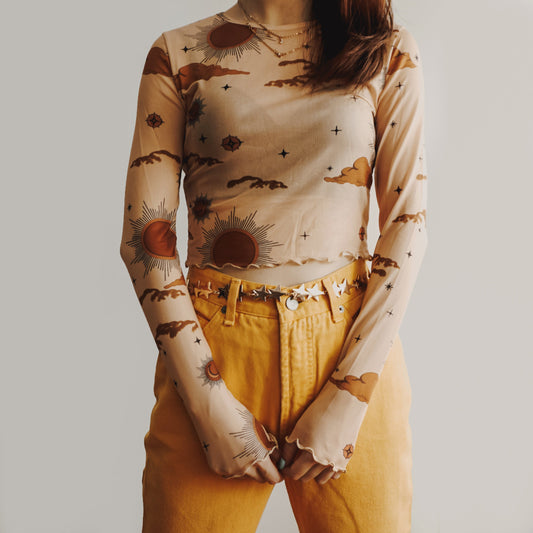 Sun & Moon Mesh Crop Top (2 Colors)