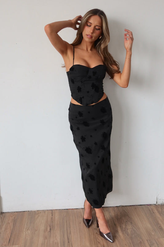 Tia Velvet Floral Corset Top