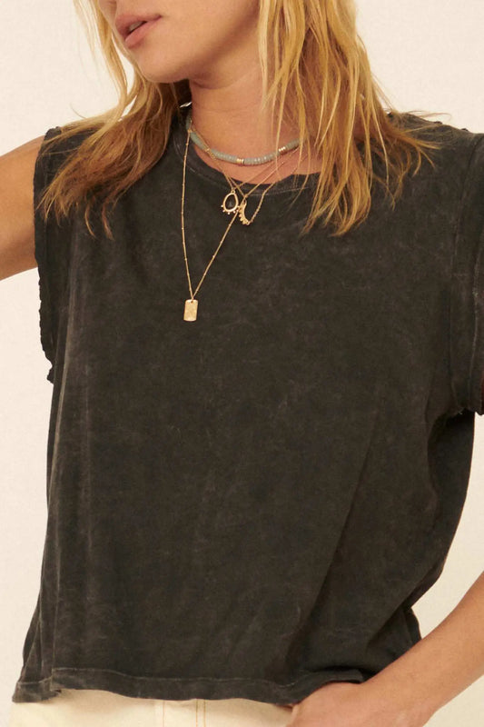 At Ease Sleeveless Vintage-Wash Tee