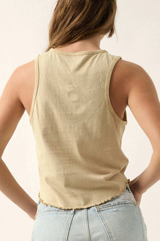Real Talk Vintage-Wash Lettuce-Edge Tank Top