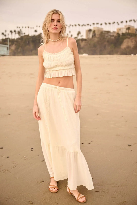 Saving Grace Lace and Cotton Ruffle Cami Top