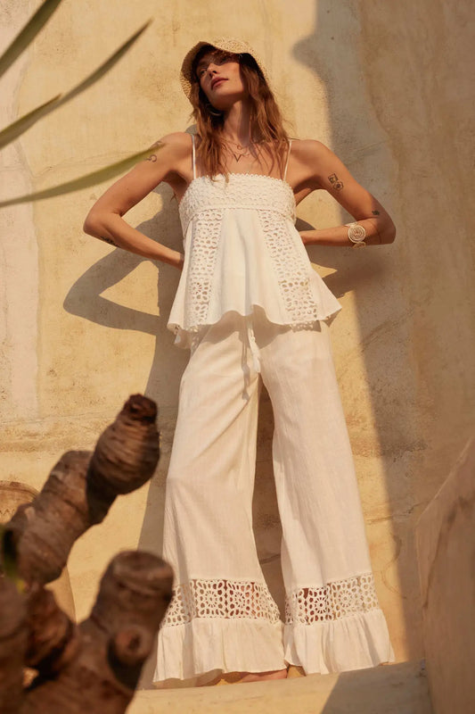 Radiant Soul Lace-Inset Babydoll Cami Top