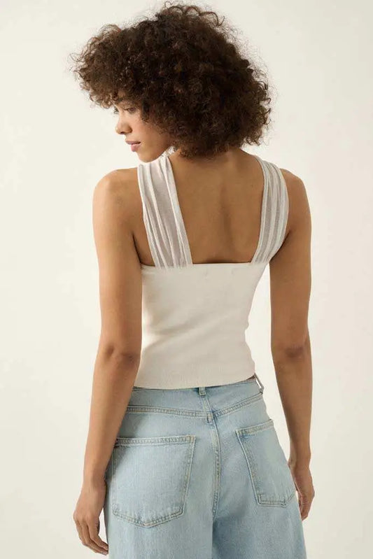 Shaper Fit Cross-Front Rib-Knit Corset Top