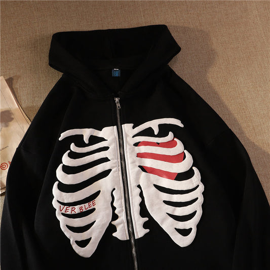 FashionSierra - Gothic Skeleton Print Hoodies